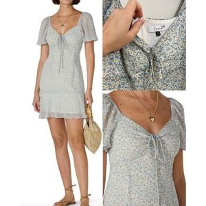 Louna Boho Peasant Puff Sleeve‎ Ditzy Floral Babydoll Dress Large